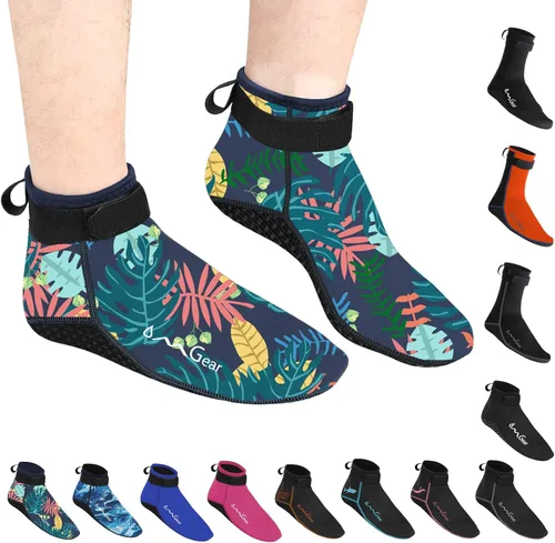 Miniatura 8 de Calcetines de agua de neopreno, calcetines de playa tipo botines de 0.118 pulgadas, con costuras invisibles antideslizantes para traje de neopreno