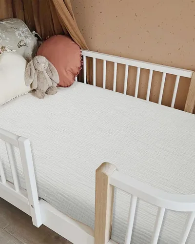 Miniatura 3 de Sábanas de cuna para niños y niñas, sábanas ajustables para cama de bebé y niño pequeño de 28" x 52", ropa de cama de colchón de cuna de muselina