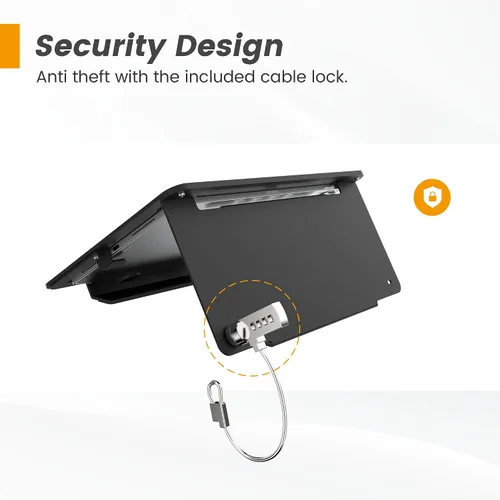 Miniatura 8 de Soporte de escritorio para tableta, todo de metal ergonómico 30 con bloqueo de cable de seguridad para oficina, mostrador de puntos de venta