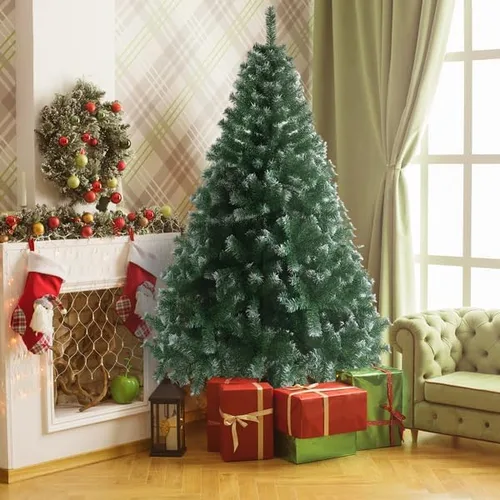 Árbol de Navidad artificial de abeto de 6 pies, fácil montaje, bisagras de metal y base plegable con 812 puntas de rama, para interiores y