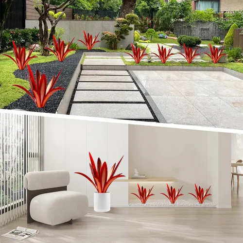 Miniatura 6 de TOMBABY Agave de Metal Agrandado Engrosado Resistente al Viento Arte de Jardín Planta de Metal Escultura Estatua de Jardín Rústico Decoración 12
