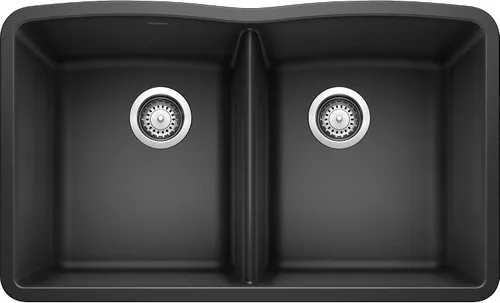 BLANCO 440184 Diamond Silgranit 50/50 - Fregadero de cocina con doble tazón, 32 pulgadas, color antracita