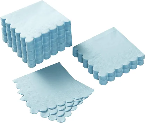 Miniatura 10 de 100 paquete de servilletas de cóctel de 2 capas con borde festoneado, servilletas de postre plegadas de 5 x 5 pulgadas, servilletas desechables