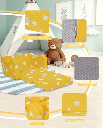 Miniatura 6 de KokoSelene Sofá para Niños Pequeños, Sofá para Niños Pequeños Plegable, Sofá Convertible 2 en 1 para Niños a Cama Tumbona para Niñas y Niños, Ideal