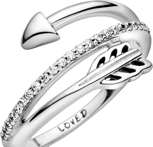 Miniatura 4 de PANDORA Joyería - Anillo de circonita cúbica con flecha envolvente, regalo para ella, plata de ley, Metal, Zirconia cúbica