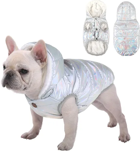 Miniatura 12 de SAWMONG Abrigo de invierno impermeable para perro, chaqueta cálida con forro polar para perro con capucha, abrigo resistente al viento, chaleco