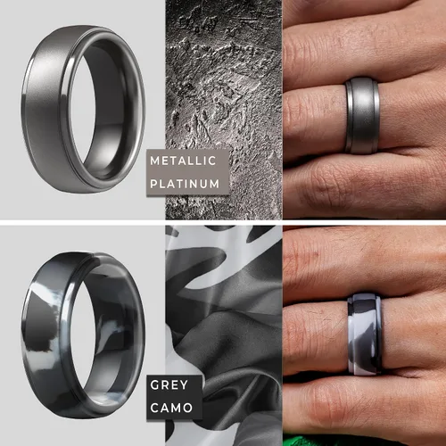Miniatura 29 de ThunderFit Anillos de boda de silicona para hombre, 0.394 in de ancho y 0.098 in de grosor, paquete múltiple de variedad 1-7