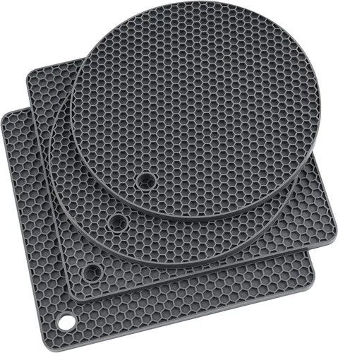 Miniatura 8 de Salvamanteles, salvamanteles de silicona para platos calientes, tapete de silicona negra, tapete antideslizante resistente al calor, juego de B1