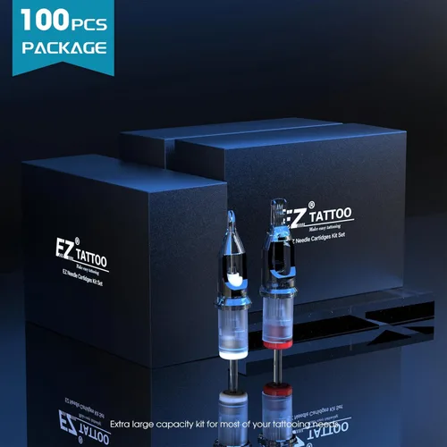Miniatura 4 de EZ 100 agujas de cartucho de tatuaje Revolution surtidas 3RL 5RL 7RL 5RS 7RS 7M1 9M1 11M1 9CM 15CM con 2 agarres de aluminio agujas de tatuaje