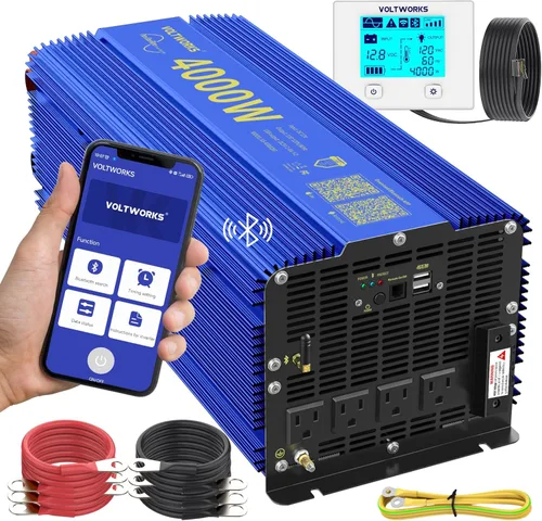Miniatura 12 de Inversor de potencia 1100 vatios 12V DC a 110V 120V AC, inversor de 1000 W con pantalla LCD, control remoto, 2 tomas de CA, puertos USB duales