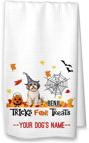 Miniatura 7 de Studio 9Thirty3 Trucos para golosinas Shih Tzu Toalla de cocina de Halloween, decoración de otoño Shih Tzu (toalla blanca, Shih Tzu sin nombre)