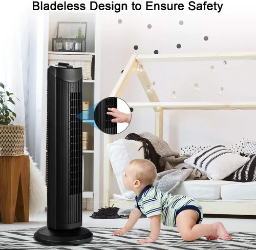 Miniatura 5 de COSTWAY Ventilador de torre, ventilador de torre oscilante de 28 pulgadas, enfriamiento silencioso para toda la habitación, 3 velocidades, 3 modos
