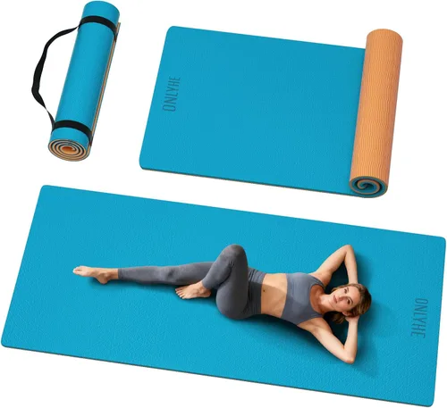 Esterilla de yoga extra larga y ancha gruesa para hombres y mujeres altos, 76''x32.6''x7mm - TPE de alta densidad antideslizante en ambos lados,