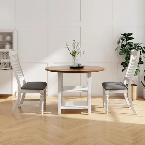 Miniatura 9 de Giantex Juego de 4 sillas de comedor de madera, sillas de cocina de granja con marco de madera maciza, carga máxima de 355 libras, sillas laterales