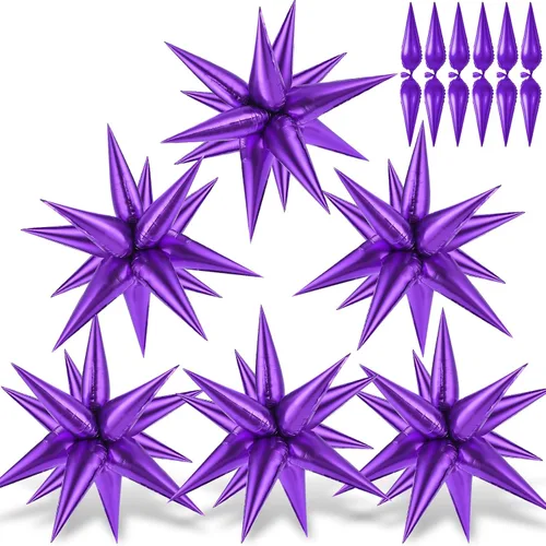 Miniatura 13 de 72 unidades de globos de estrella, grandes globos de cono de estrella metálicos de 26 pulgadas, globos de papel de aluminio de explosión colorida