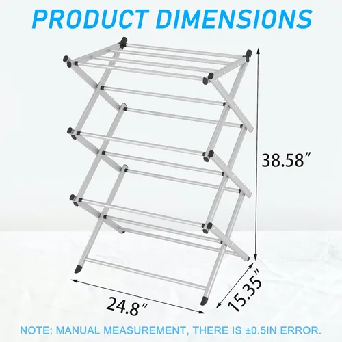 Miniatura 2 de Estante de Secado de Ropa Plegable para Interiores FKUO, para Secar y Colgar Ropa, Porta Toallas (Gris Plateado) para Almacenamiento