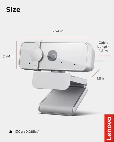 Miniatura 7 de Lenovo Cámara web HD 1080p (300 FHD) - Cámara de monitor con gran angular de 95°, giro e inclinación de 360°, micrófonos duales, cámara de Gris