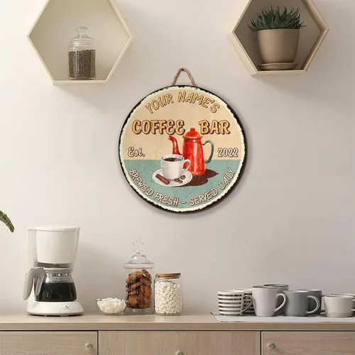 Miniatura 6 de Artsy Woodsy Letrero personalizado de madera para barra de café (no tallada o neón), placa de pared para decoración de cocina, regalos 11