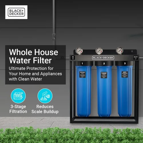 Miniatura 2 de BLACK+DECKER Sistema de filtro de agua para toda la casa Antiincrustante Sistema de filtración de 3 etapas para toda la casa, filtro anti-escala