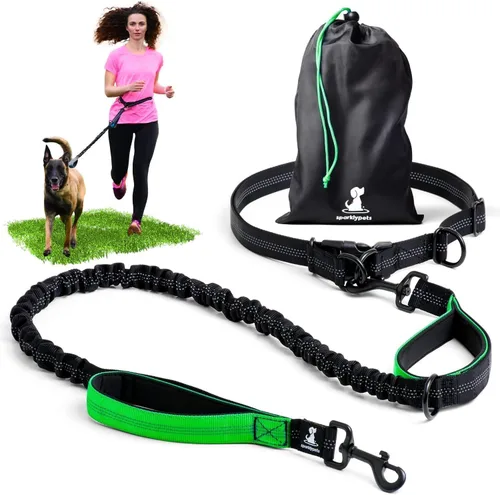 Miniatura 15 de SparklyPets Double Bungee Waist 2 Dog Leash with Back Brace – Dual Dog Leash for Medium/Large Breeds – Running Belt Fanny Pack with Phone, Waste