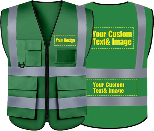 Miniatura 39 de Chaleco de seguridad personalizado BeautyWill con logotipo personalizado Clase 2, chaleco reflectante de alta visibilidad con bolsillos, ropa