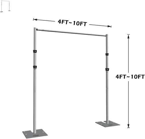 Miniatura 4 de Soportes Verticales Ajustables de Tubería y Cortina, Barras Transversales, Bases y Colgadores - Sistemas de Cortina para Fondos, Ferias Comerciales
