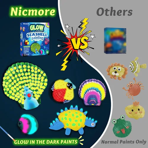 Miniatura 7 de Nicmore Arte y manualidades de conchas marinas para niños: kits de pintura que brillan en la oscuridad, manualidades para edades de 4 a 6 años, 4 a