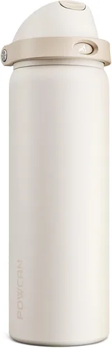 Miniatura 31 de POWCAN - Botella de agua aislada, 24 oz, tapa 2 en 1, boquilla de botón, popote abatible, a prueba de fugas, acero inoxidable, para portavasos