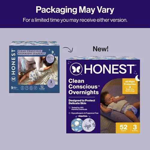 Miniatura 11 de The Honest Company Pañales Comfort Dry para la noche, protección de hasta 12 horas, hipoalergénicos, acogedores carteles de nube + estrellas