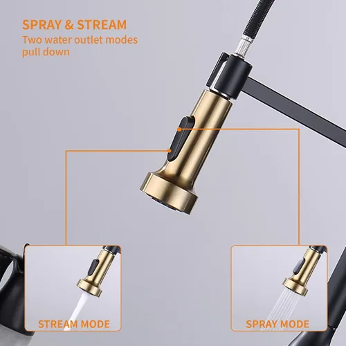 Miniatura 4 de Grifo de Cocina sin Contacto, KEER Sensor de Movimiento Inteligente sin Manos de Mango Único con Resorte para Fregadero de Cocina con Rociador Oro