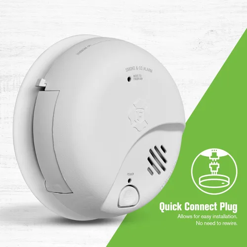 Miniatura 2 de First Alert Alarma combinada de humo y monóxido de carbono, detector cableado de interconexión con batería de respaldo, SMICO100-AC, Paquete de 1