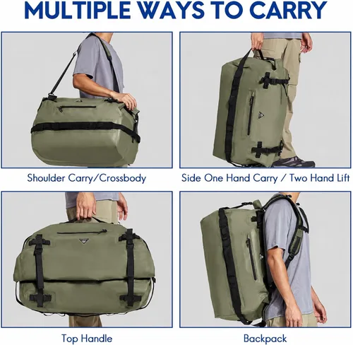 Miniatura 6 de Haimont Mochila Duffel Grande Impermeable con Parte Superior Enrollable, Bolsa Duffel Seca de Servicio Pesado para Navegación, Viajes, Camping