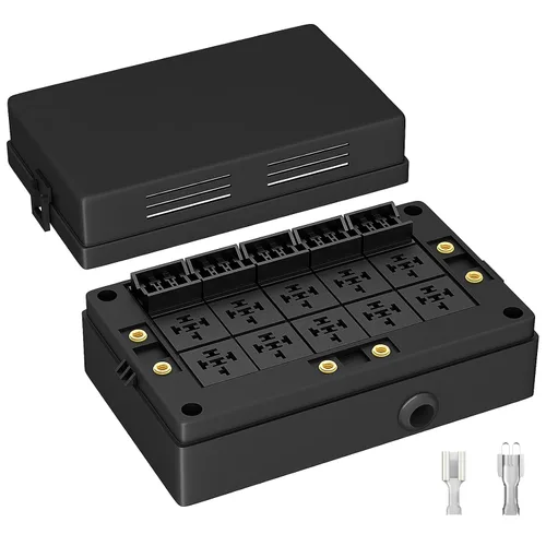Miniatura 8 de DaierTek Caja de Fusibles y Bloque de Relés de 12V, 8 Relés 12 Fusibles de Cuchilla ATC/ATO Panel Precableado a Prueba de Polvo Caja de Fusibles