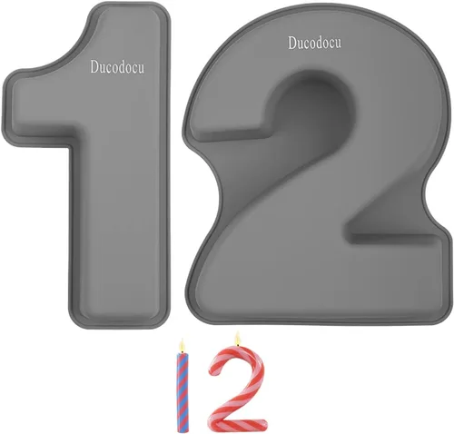 Miniatura 17 de Ducodocu Molde de silicona para tartas con números 3D, moldes para hornear, moldes novedosos para tartas, molde para hornear bricolaje