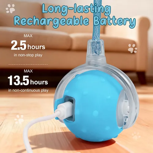 Miniatura 5 de Pelota de juguete motorizada inteligente interactiva para gatos, 2 colas y 2 velocidades, juguete de juego automático activado por movimiento