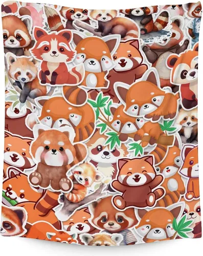 Miniatura 18 de Manta de panda rojo para niños, suave, mullida y acogedora, manta de regazo de 30 x 40 pulgadas para sofá, oficina, mantas cálidas negras para regalo