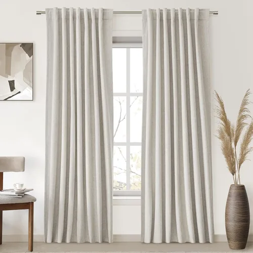 Miniatura 82 de UHITECH Cortinas cortas de lino de 24 pulgadas de largo para ventanas pequeñas de granja, cortinas opacas modernas para sala de estar, pestañas