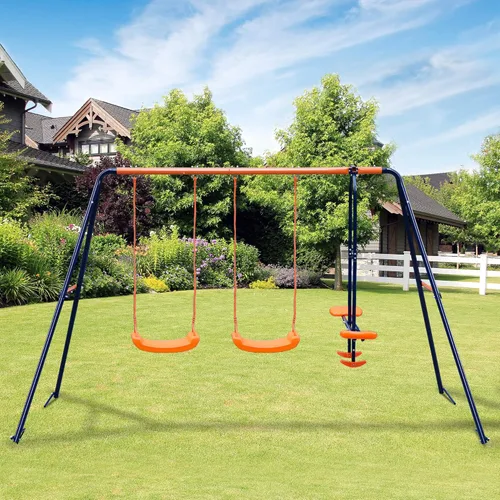 Miniatura 8 de Juegos de columpios para exteriores para patio trasero, soporte de columpio de capacidad de carga de 440 libras con 2 asientos y 1 planeador, juego