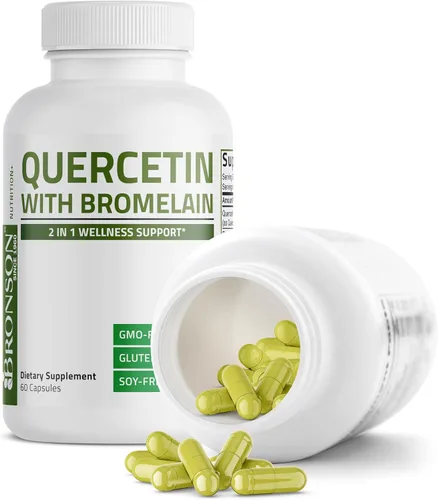 Miniatura 6 de Bronson Quercetina con bromelina 2 en 1 apoyo para el bienestar, sin OMG, 60 cápsulas