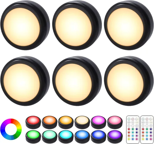 Miniatura 9 de Cadrim Luces de disco – LED que cambian de color, luces regulables debajo del gabinete con controles remotos inalámbricos para cocina (paquete de 1)