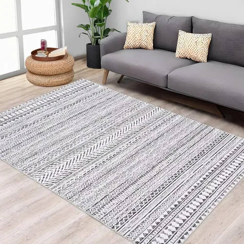 Miniatura 15 de Zacoo Alfombra bohemia para pasillo de 2 x 6 pies, alfombra geométrica de pelo bajo, antideslizante, resistente a las manchas, para cocina, marino
