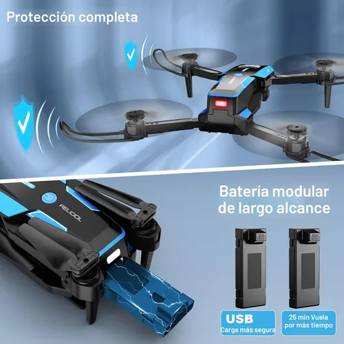 Miniatura 6 de Drone con cámara 1080P - Cuadricóptero plegable con control de gestos, giro 3D, inicio de una tecla, parada de emergencia, 2 baterías, más fácil