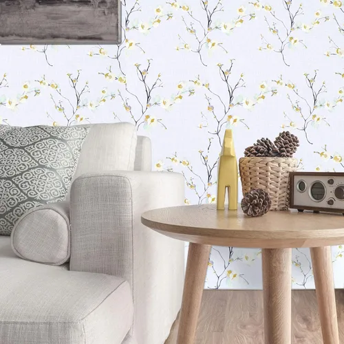 Miniatura 4 de WENMER Papel tapiz floral beige para despegar y pegar, 17.71 x 197 pulgadas, moderno papel tapiz floral extraíble para dormitorio, gabinetes
