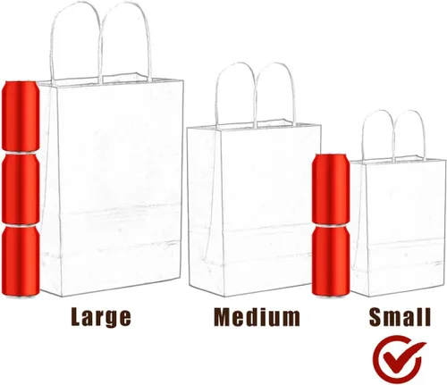Miniatura 3 de qiqee Paquete de 100 bolsas de regalo de papel marrón con asas a granel de 8.26 x 6 x 3.15 pulgadas, bolsas de regalo de tamaño pequeño