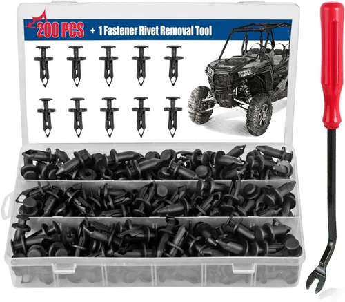 Xislet 200 Piezas Clips para Guardabarros de Nylon UTV, Remaches de Cuerpo Compatibles con Polaris 7661855 Ranger RZR Can-Am Kawasaki Teryx Honda