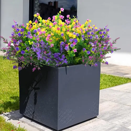Miniatura 8 de Hananona 12 piezas de flores artificiales para exteriores, plantas artificiales falsas resistentes a los rayos UV, flores de plástico a granel