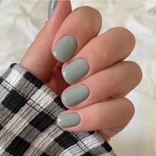 Miniatura 12 de Uñas postizas cuadradas a presión cortas, uñas postizas rosas, uñas postizas acrílicas, diseño brillante de cubierta completa, uñas adhesivas, uñas