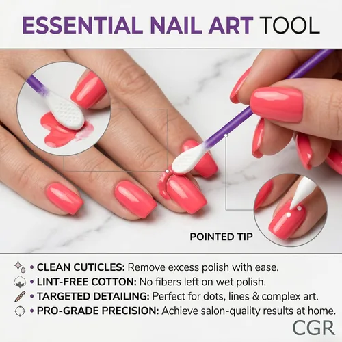 Miniatura 8 de 760 hisopos de algodón CGR Precision empacados en recipiente acrílico para hisopos con punta puntiaguda y aplanada, aplicador de maquillaje