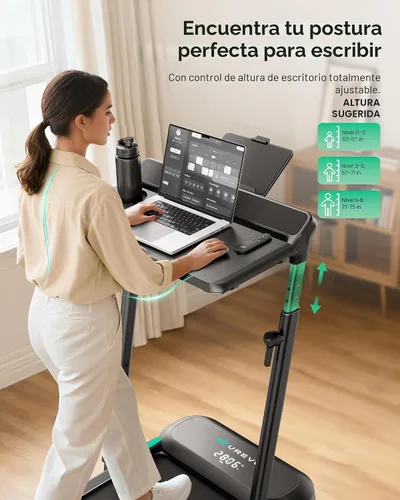Miniatura 4 de UREVO Auto Incline Walking Pad with AI App, Adjustable Handlebar & Multifunctional Desk, 9% Power Incline Brushless Quiet Motorized Treadmill for