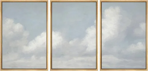 Miniatura 55 de SIGNWIN Lienzo enmarcado para pared, juego de arte dramático de cielo tormentoso, ilustraciones de paisaje nuboso Moody, arte moderno decorativo